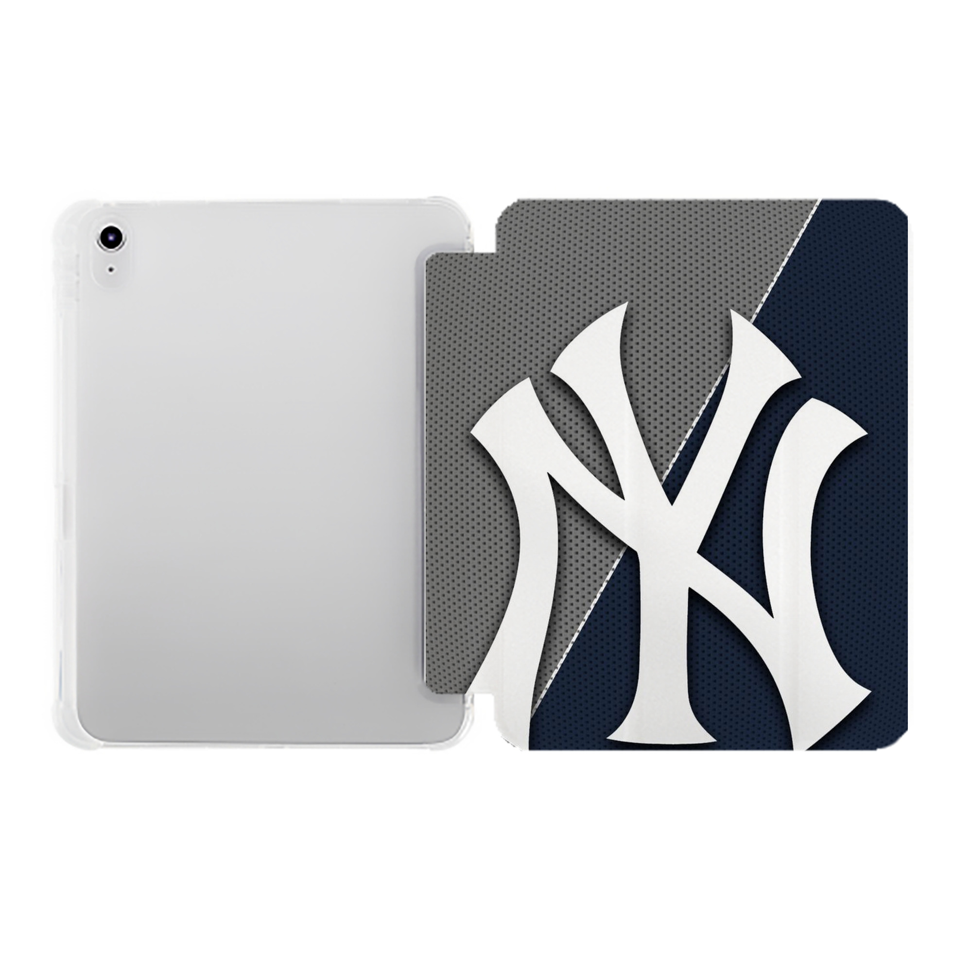 New York Yankees 177 Premium Tri-Fold PU Leather & Silicone IPad Case With Pencil Slot – Fits 9.5,10.5,10.9 – Adjustable Stand, Slim, Protective